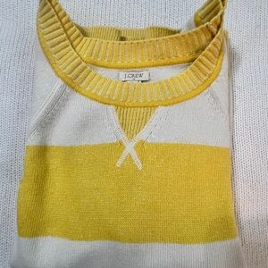 J.Crew Women's Yellow and Cream Striped Crewneck SweaterA0019